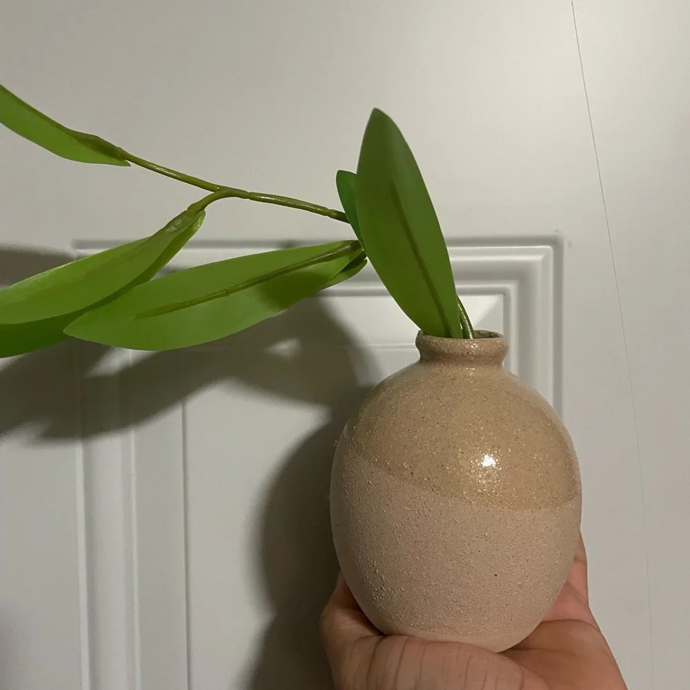 Ceramic vase with green plant cuttings tabletop arrangement from Threshold